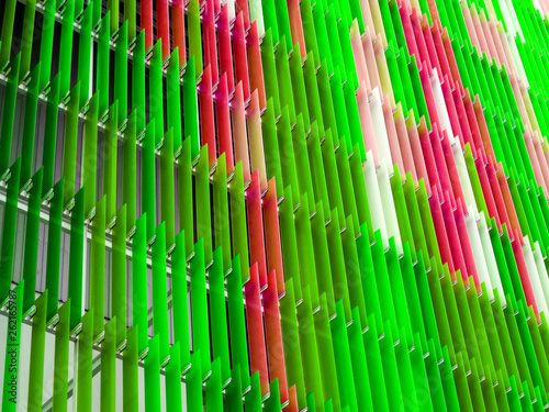 acrylic plastic sheet interior, text A design on right corner, green pink light pink