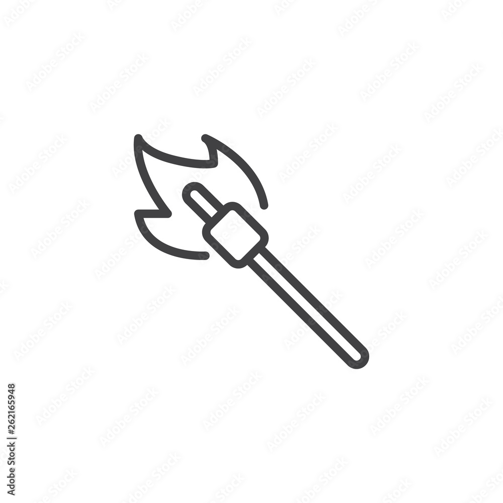 Marshmallow barbecue line icon. linear style sign for mobile concept and web design. Marshmallow on a wooden stick roasting on fire outline vector icon. Symbol, logo illustration. Pixel perfect vector Marshmallow barbecue line icon. linear style sign for mobile concept and web design. Marshmallow on a wooden stick roasting on fire outline vector icon. Symbol, logo illustration. Pixel perfect vector