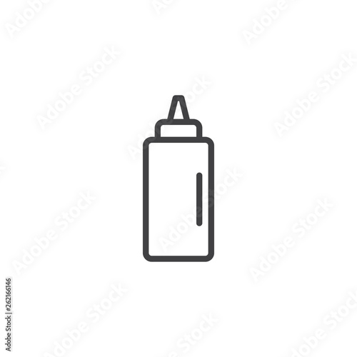 Mustard bottle line icon. linear style sign for mobile concept and web design. Bottle of Ketchup outline vector icon. Symbol, logo illustration. Pixel perfect vector graphics