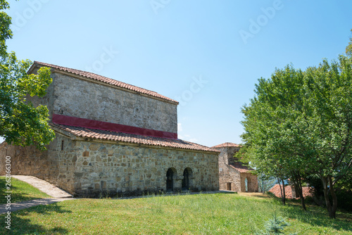 Kvareli, Georgia - Jul 09 2018: Nekresi Monastery. a famous Historic site in Kvareli, Kakheti, Georgia.