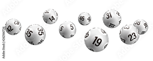 Vector white rolling bingo lottery balls