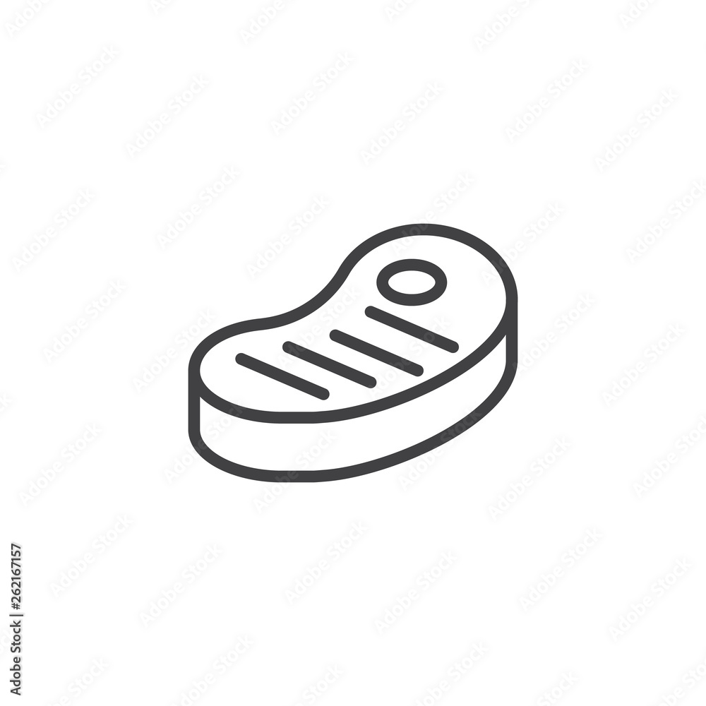 Barbeque beef steak line icon. linear style sign for mobile concept and web design. Grilled meat steak outline vector icon. Symbol, logo illustration. Pixel perfect vector graphics Barbeque beef steak line icon. linear style sign for mobile concept and web design. Grilled meat steak outline vector icon. Symbol, logo illustration. Pixel perfect vector graphics