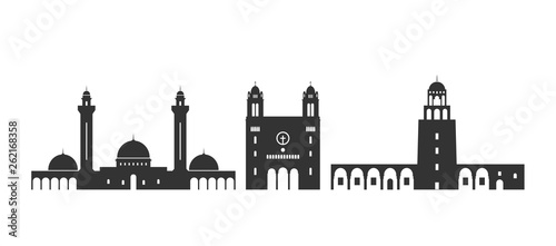 Tunisia logo. Isolated Tunisia  architecture on white background