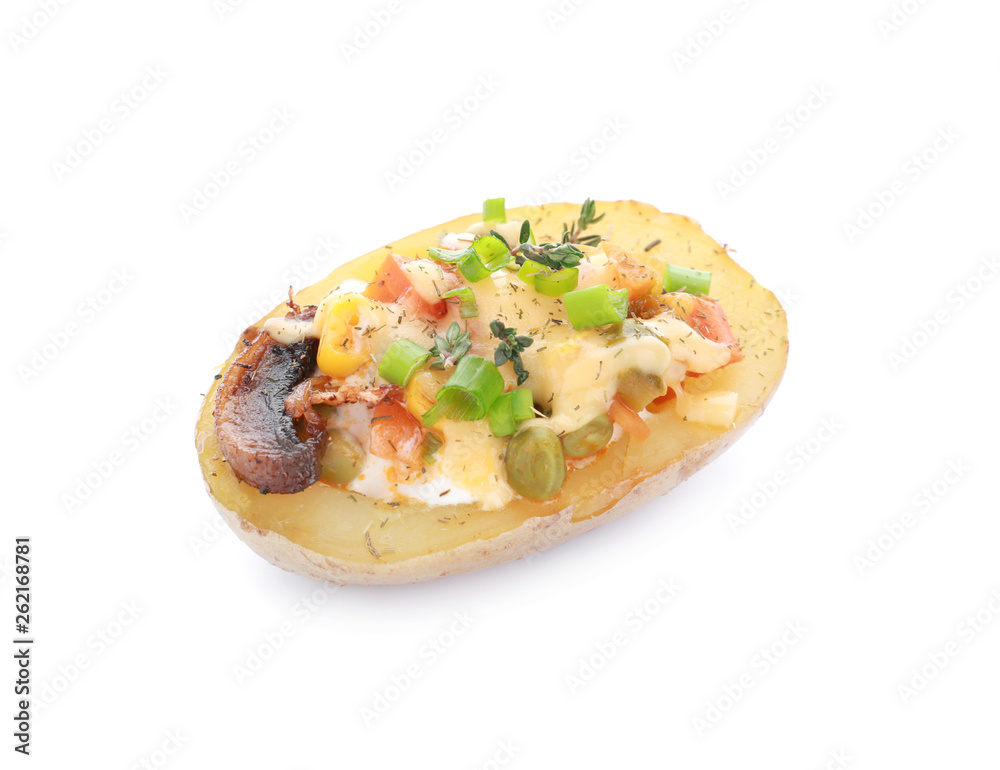 Tasty baked potato on white background Tasty baked potato on white background