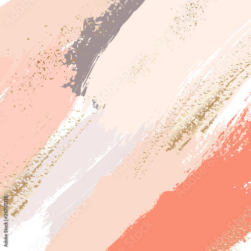 Brush strokes in gentle nude pastel colors on a white background. Delicate luxury orange grey beige texture template. Abstract wedding background palette.