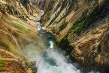 Brink of the Lower Falls in Yellowstone National Park in Wyoming, United States