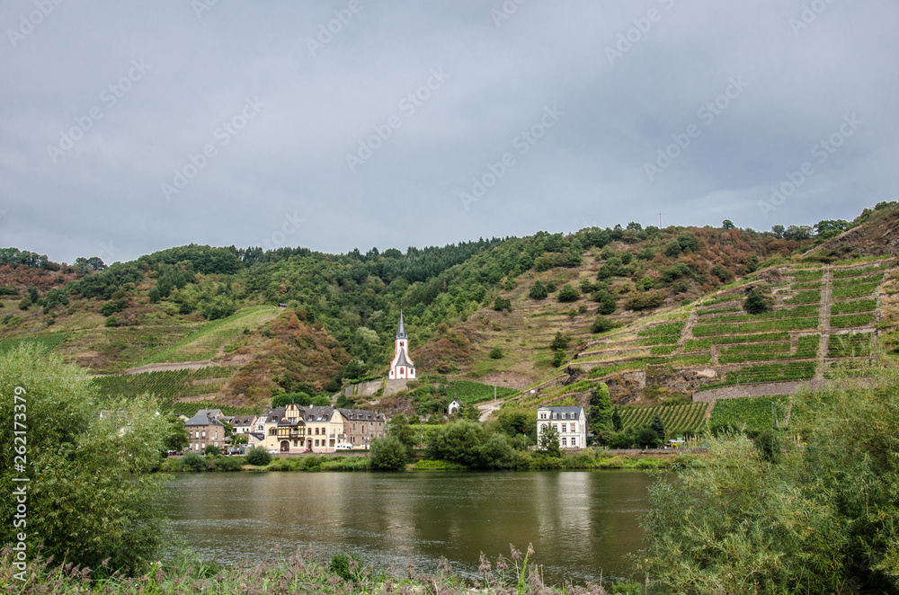 Small village on the bank of Moselle river, in western Germany
