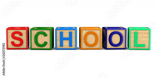 word school from wooden cub...