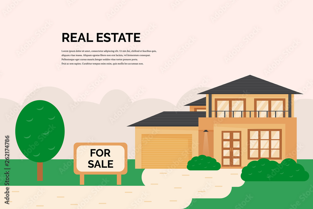Real estate agency flat vector banner template