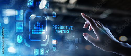 Predictive analytics Big Data analysis Business intelligence internet and modern technology concept on virtual screen. photo