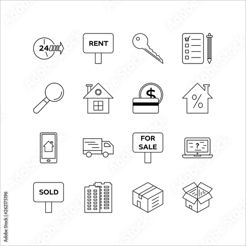 Real estate agency line icons set