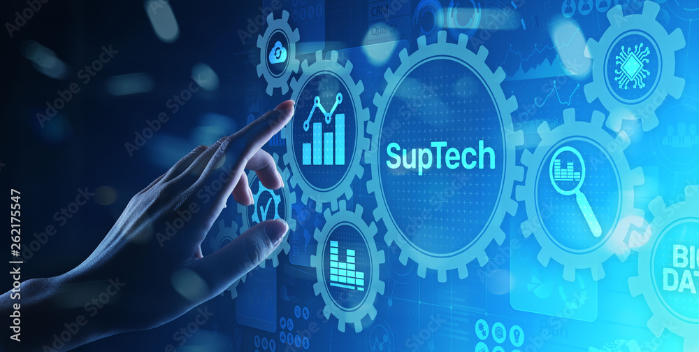 Obraz premium Suptech Regtech Supervisory Regulation technology concept on virtual screen.