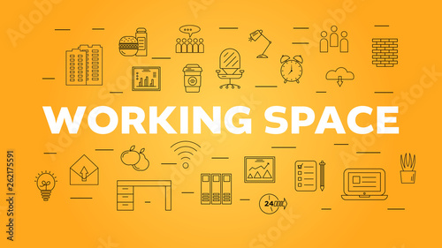 Working space word concept banner