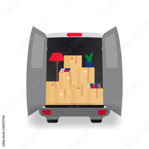 Moving truck with boxes vector illustration