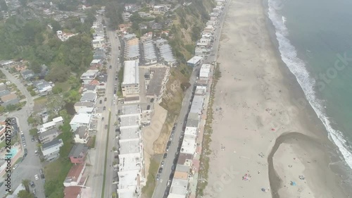 AERIAL - Overhead of Foggy Beach photo