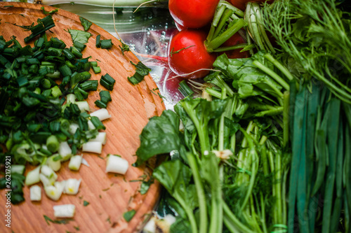 fresh vegetables on wooden table