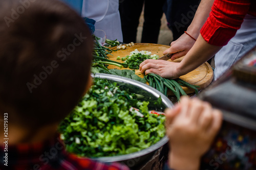 The woman who prepares a salad
