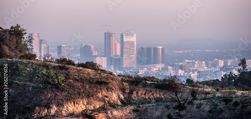 Aerial view over Los Angeles Downtown from Hollywood Hills - travel photography