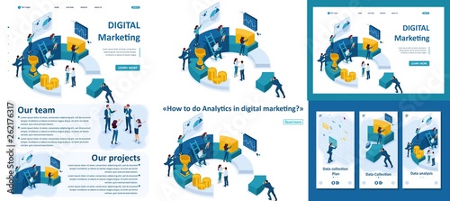 Isometric Businessmen Make a Digital Marketing