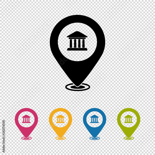 Map Pointer, Location Finder, Building Icon - Vector Illustration Isolated On Transparent Background