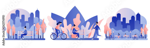 City park. Flat style. Vector illustration