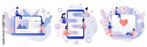 Social media concept. Flat style. Vector illustration