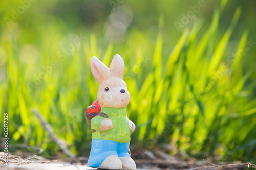 Fototapeta Naklejka Na Ścianę i Meble -  Easter rabbit decoration in the grass