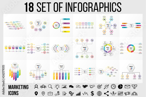 Vector Infographics Elements Template Design . Business Data Visualization Timeline with Marketing Icons most useful can be used for presentation, diagrams, annual reports, workflow layout