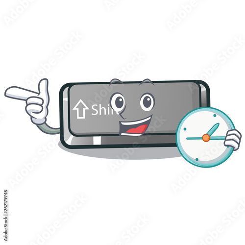 With clock button shift on a keyboard mascot