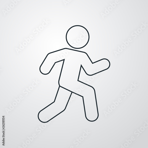 Icono plano lineal hombre corriendo en fondo gris