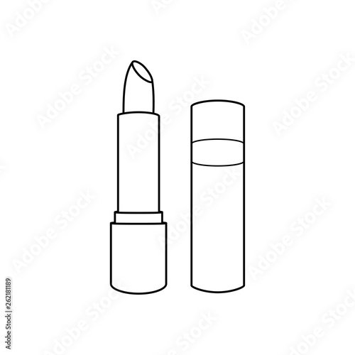 Icono plano lineal pintalabios en color negro