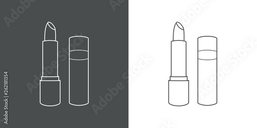 Icono plano lineal pintalabios en gris y blanco