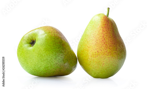 Red yellow pear fruit isolated on white on white background