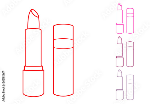 Icono plano lineal pintalabios en varios colores
