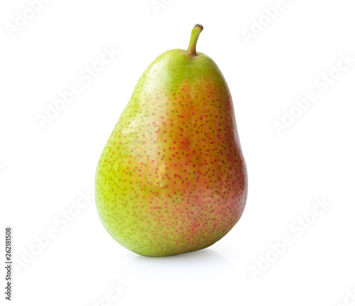 Red yellow pear fruit isolated on white on white background