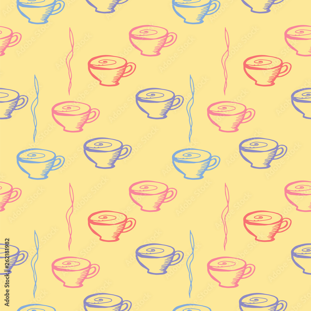 seamless pattern with cups of coffee