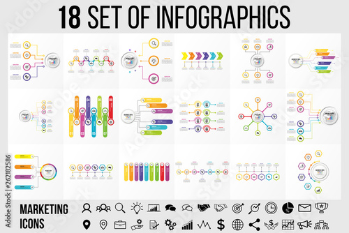 Vector Infographics Elements Template Design . Business Data Visualization Timeline with Marketing Icons most useful can be used for presentation, diagrams, annual reports, workflow layout