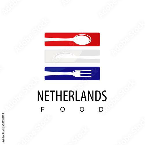 Netherlands Food, Restaurant Logo With Nethelands Flag Symbol photo