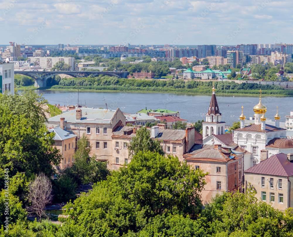 Panorama of Nizhny Novgorod and the Oka River from the walls of the ancient Kremlin