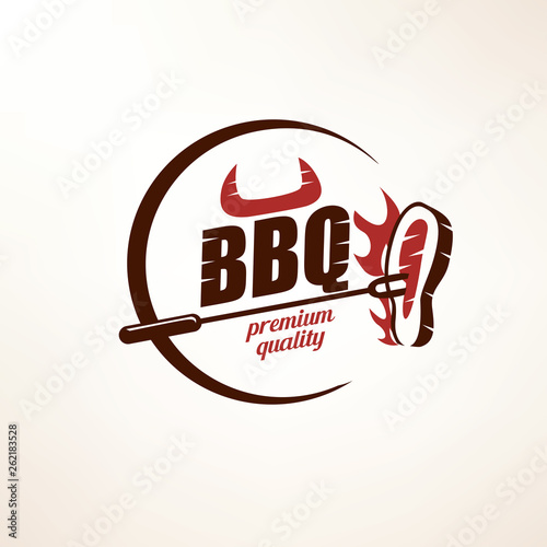 bbq and grill  stylized vector symbol, label and emblem template