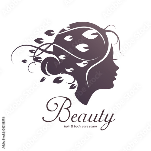 womans hair style stylized sillhouette  beauty salon logo template