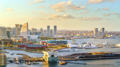 Yokohama city skyline at sunset