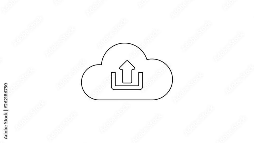 Grey Cloud upload line icon on white background. 4K Video motion graphic animation Grey Cloud upload line icon on white background. 4K Video motion graphic animation