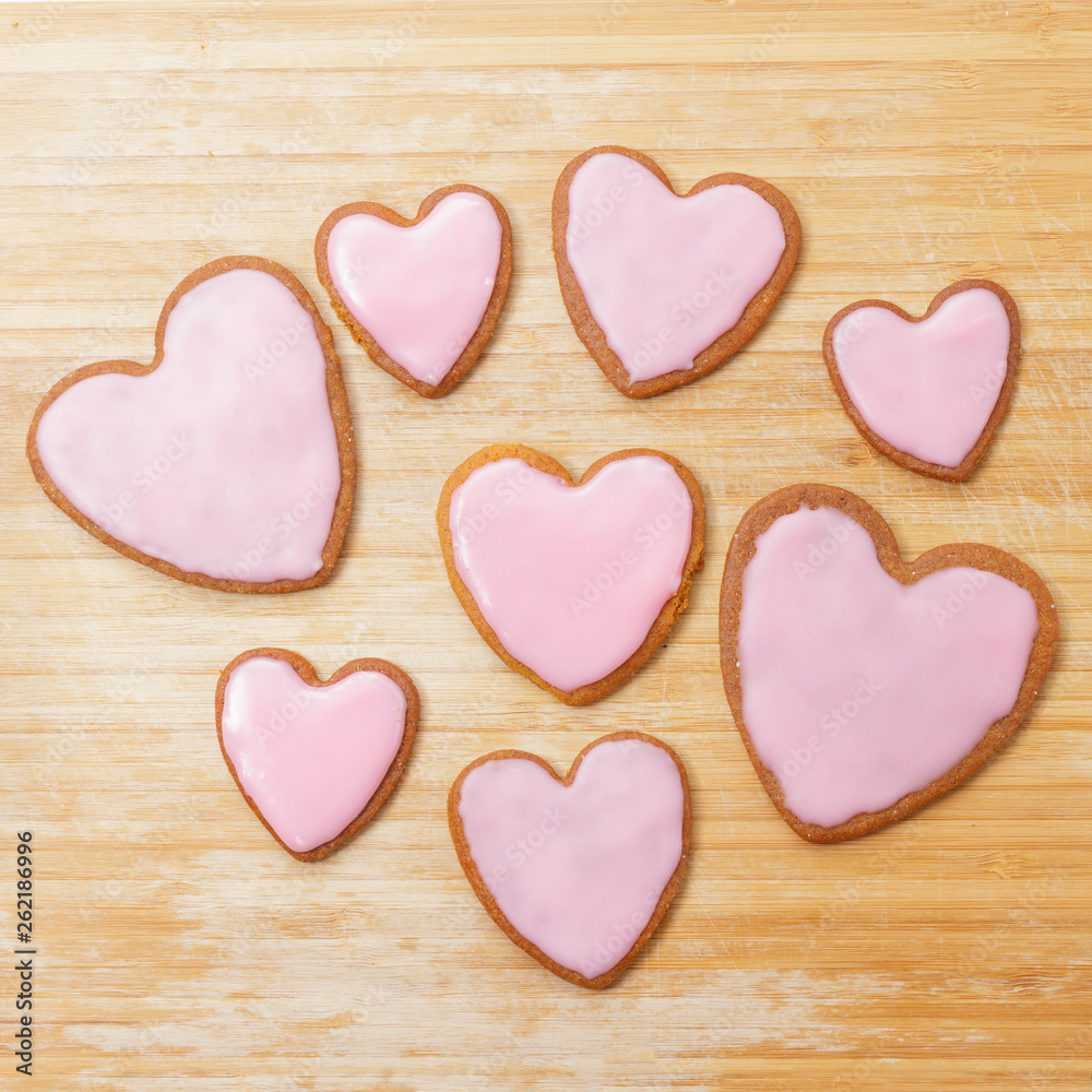 Fototapeta premium Pink cookies for Valentine's Day 