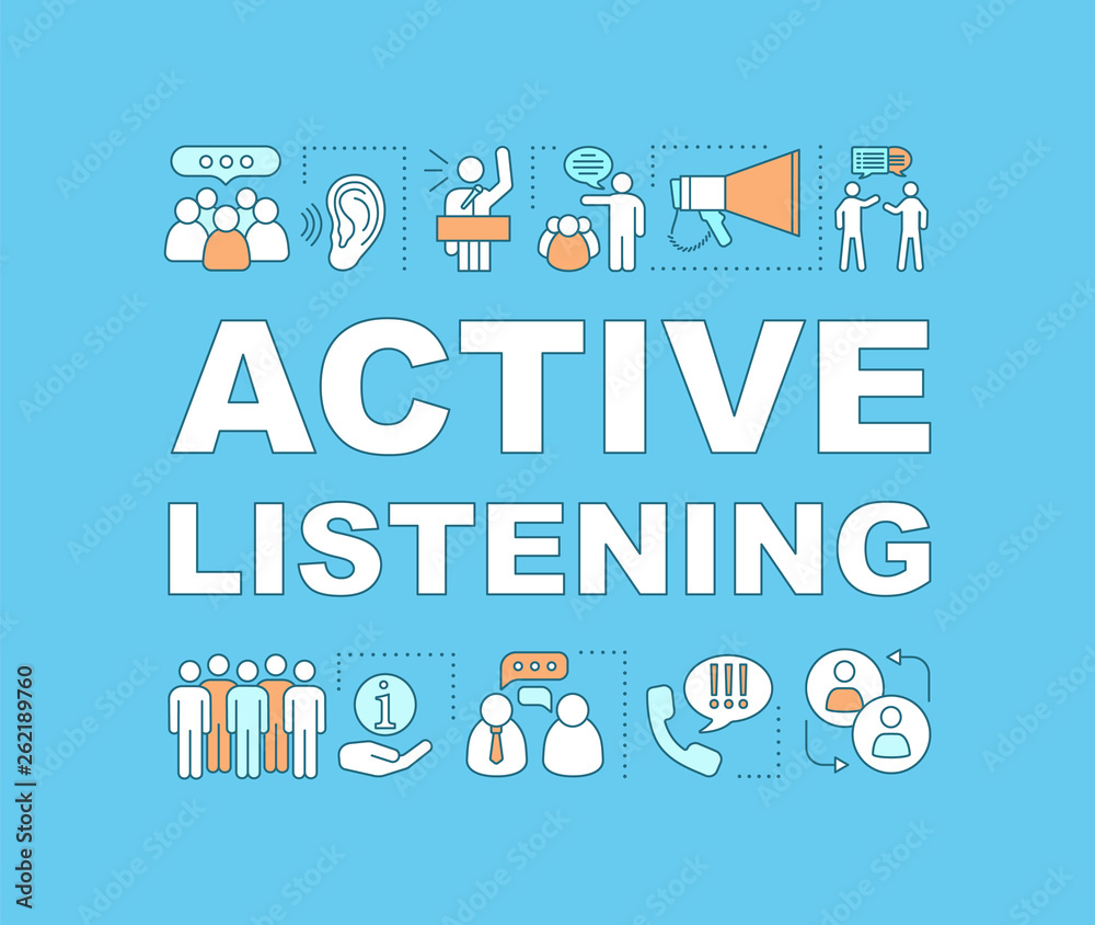 Fototapeta premium Active listening word concepts banner