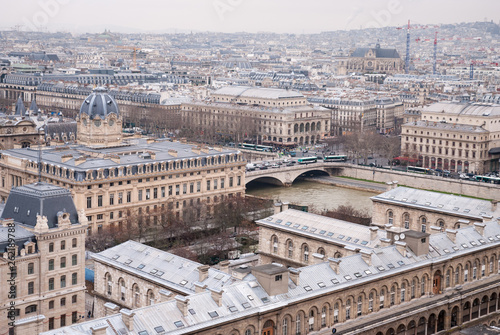 aerial view of Paris and Seine river © artjazz