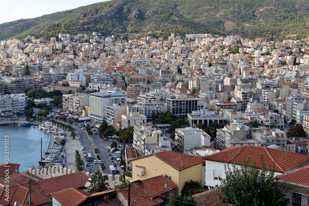 Amazing Panorama of Old town of Kavala, East Macedonia and Thrace, Greece