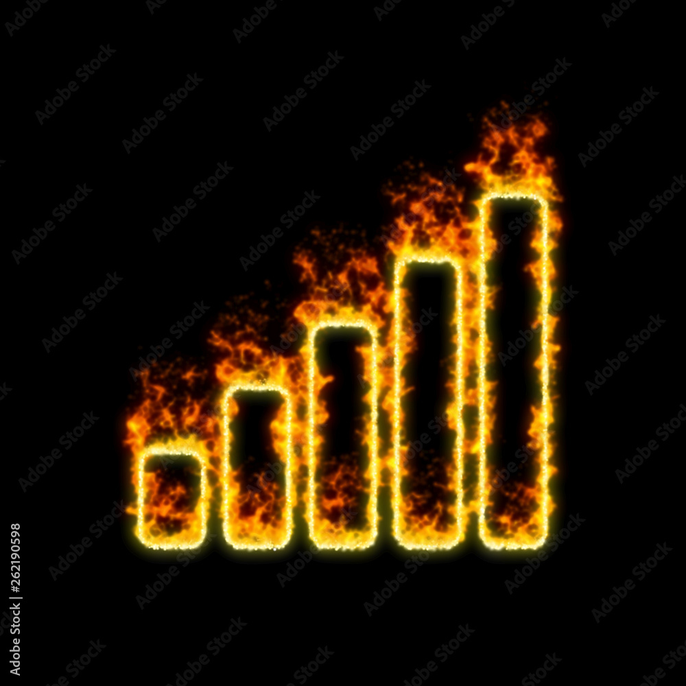 The symbol signal burns in red fire The symbol signal burns in red fire