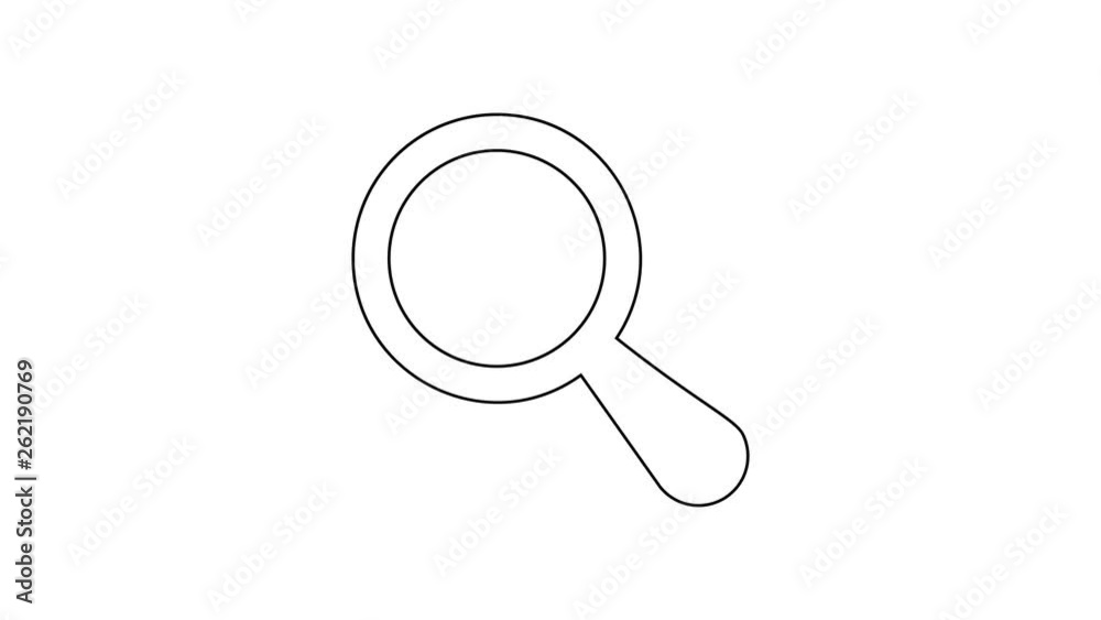Grey Magnifying glass line icon on white background. Search, focus, zoom, business symbol. 4K Video motion graphic animation Grey Magnifying glass line icon on white background. Search, focus, zoom, business symbol. 4K Video motion graphic animation