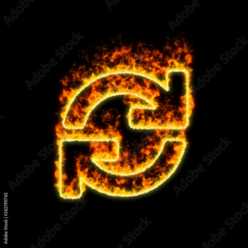 The symbol sync burns in red fire